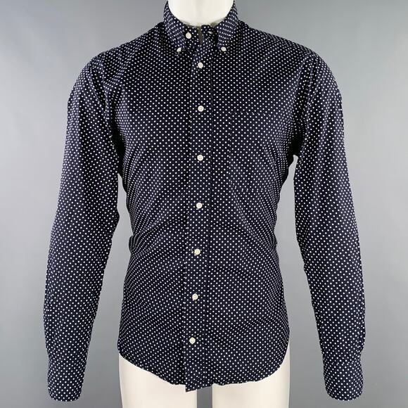 GITMAN BROS Size M Black White Polka Dot Cotton One Pocket Long Sleeve Shirt - Picture 1 of 5